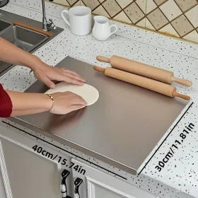 Stainless Steel Cutting Board For Kitchen - Large 304 Chopping Boards With Lid And Non-Slip Pad For Countertop, Suitable For Meat Vegetables Brea (Option: 30CM40CM)